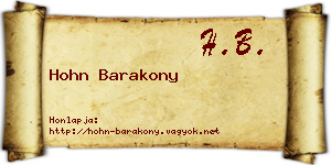 Hohn Barakony névjegykártya